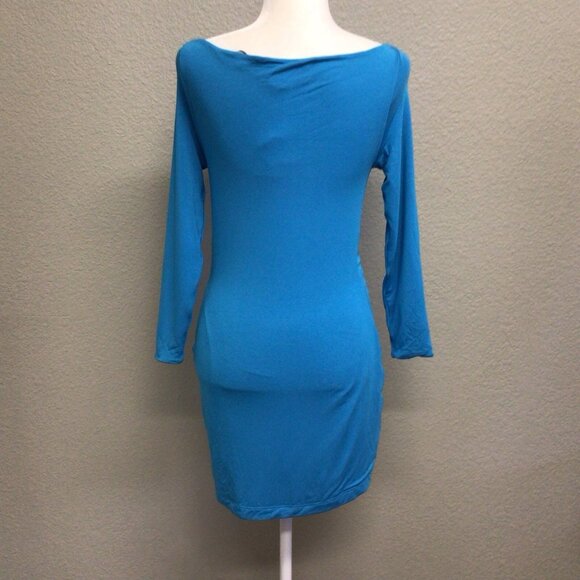 Ser.O.Ya Dress Womens Twist Long Sleeves Cut Out Body Con Blue Size Large NWT - Picture 7 of 11